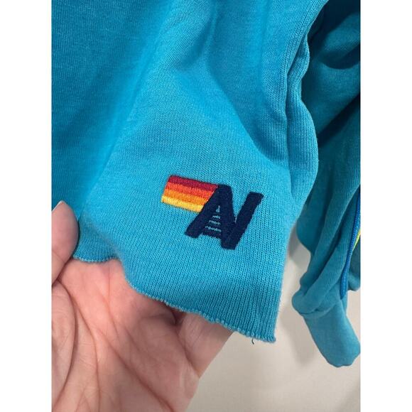 Aviator Nation Bolt Crop 5 Strip Neon Classic Crewneck Size M - Picture 5 of 5